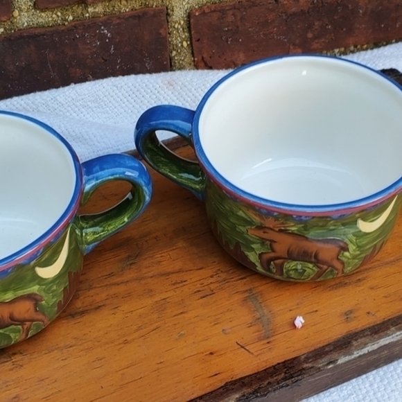 Cabin Decor‎ Moose soup mugs NWOT Pair - Picture 6 of 6